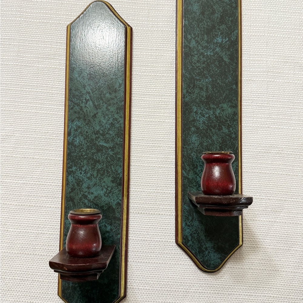 Green and Red Wall Candle Holders.